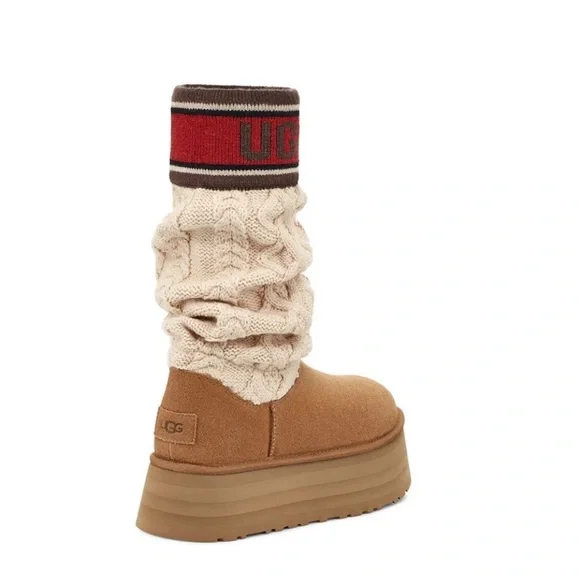 UGG Classic Sweater Letter Boot Chestnut Women's